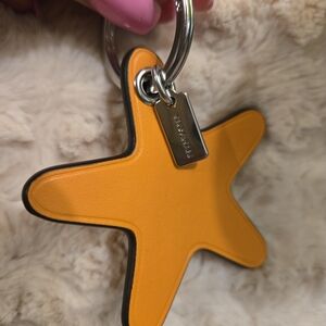 Coach Orange Star Leather Key Fob